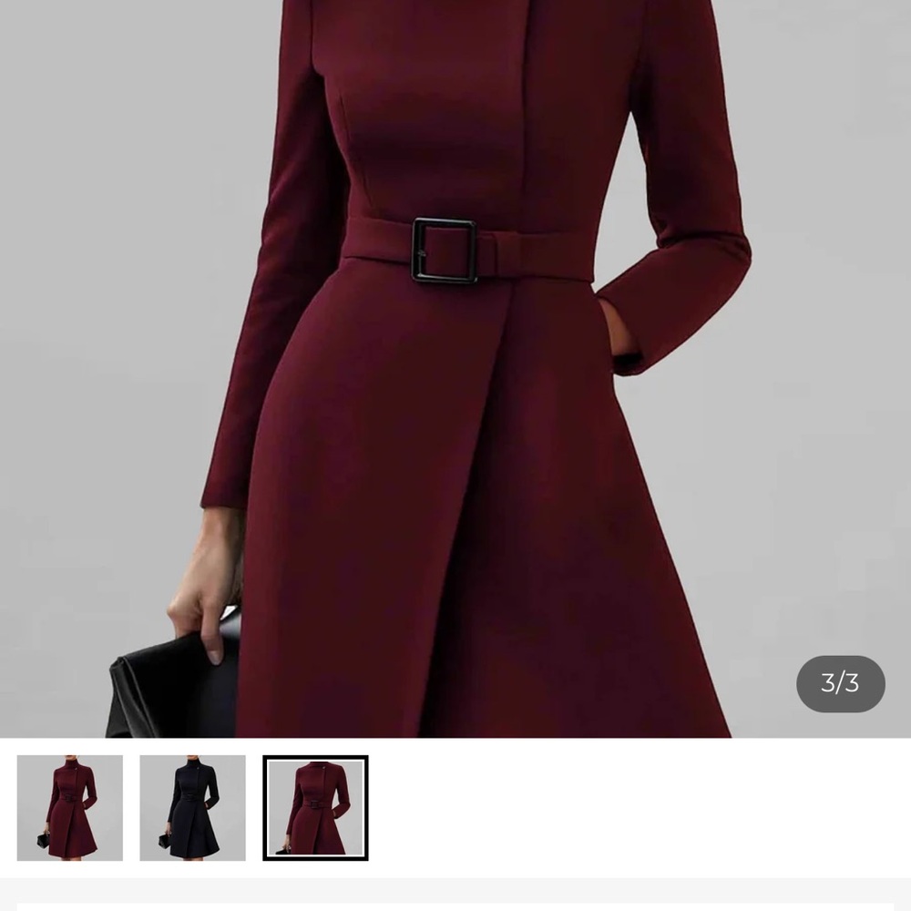Elegant Burgundy Long Sleeve Dress